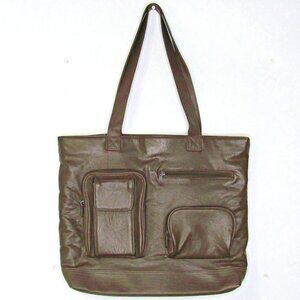 Faux Leather PVC Laptop Organizer Travel Book Bag